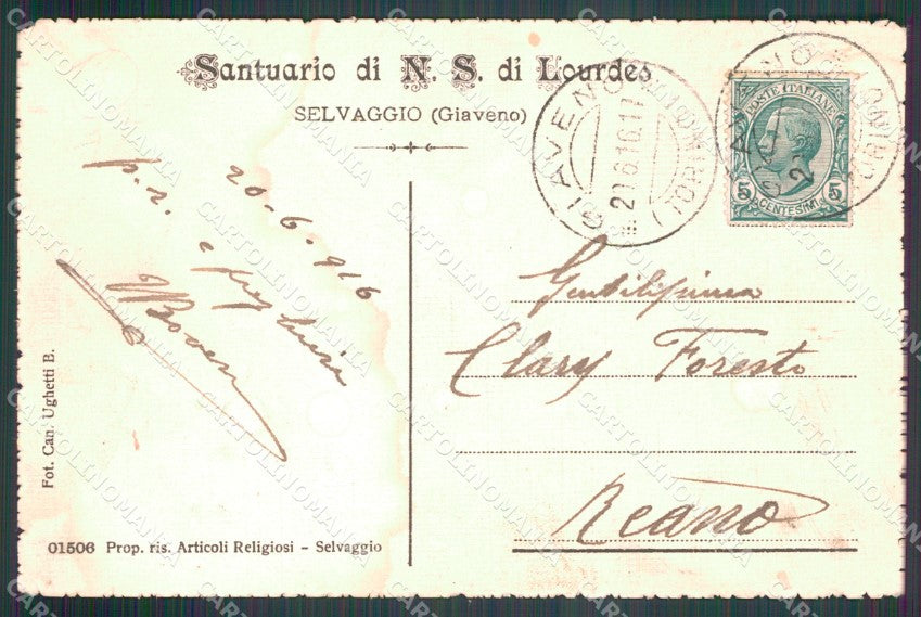 Torino Giaveno Selvaggio Santuario PIEGHINE cartolina MT4376 – retro