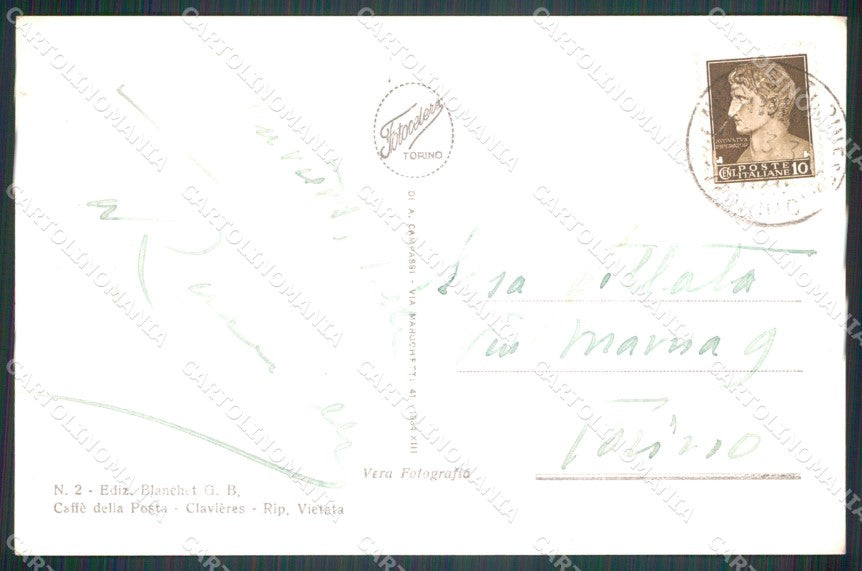 Torino Claviere Clavieres Entrata al Paese Nevicata Sci cartolina MT4438 – retro
