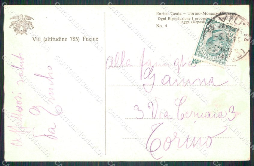 Torino Viù Valli di Lanzo Fucine Genta cartolina MT4623 – retro