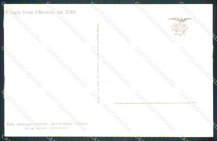 Torino Usseglio Valli di Lanzo Rifugio Fons Rumour Cometto Foto cartolina MT4671 – retro