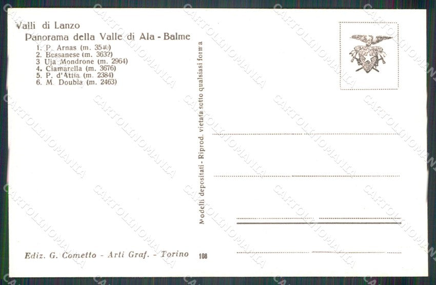 Torino Balme Cometto Foto cartolina MT4727 – retro