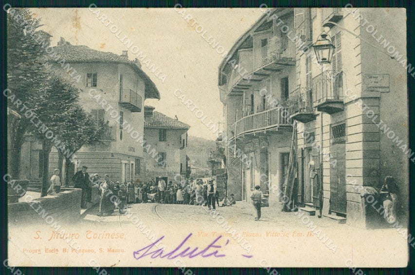 Torino San Mauro Canavese Piazza Vittorio Emanuele II PIEGHE cartolina MT4899 – fronte