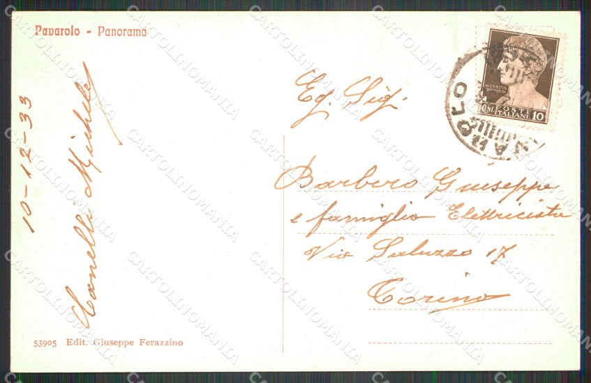 Torino Pavarolo Panorama cartolina MT4912 – retro