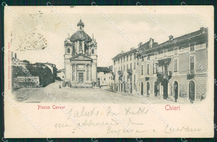 Torino Chieri Piazza Cavour PIEGHINA cartolina MT4959 – fronte