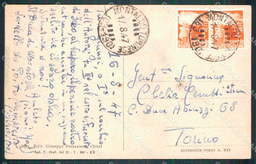Torino Montaldo Torinese cartolina MT4987 – retro