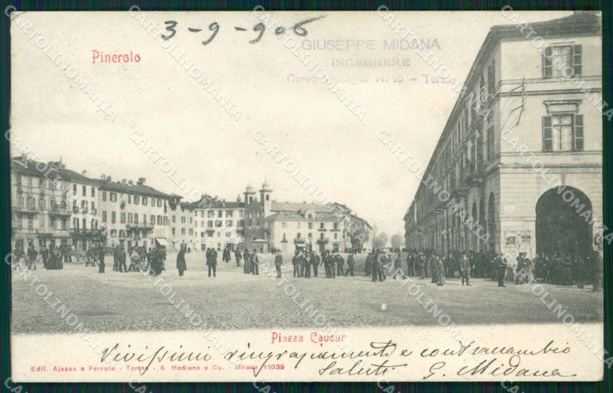Torino Pinerolo Piazza Cavour cartolina MT5045 – fronte