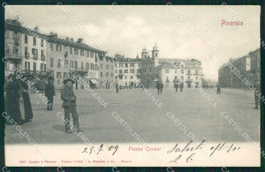 Torino Pinerolo Piazza Cavour SCOLLATA cartolina MT5047 – fronte