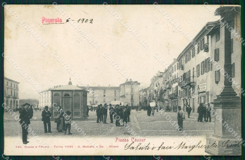 Torino Pinerolo Piazza Cavour SCOLLATA cartolina MT5048 – fronte