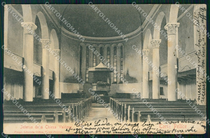 Torino Torre Pellice Interno Chiesa Valdese PIEGHINA cartolina MT5110 – fronte