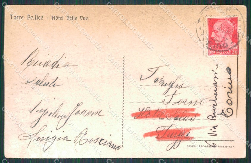 Torino Torre Pellice Hotel PIEGHINA cartolina MT5114 – retro