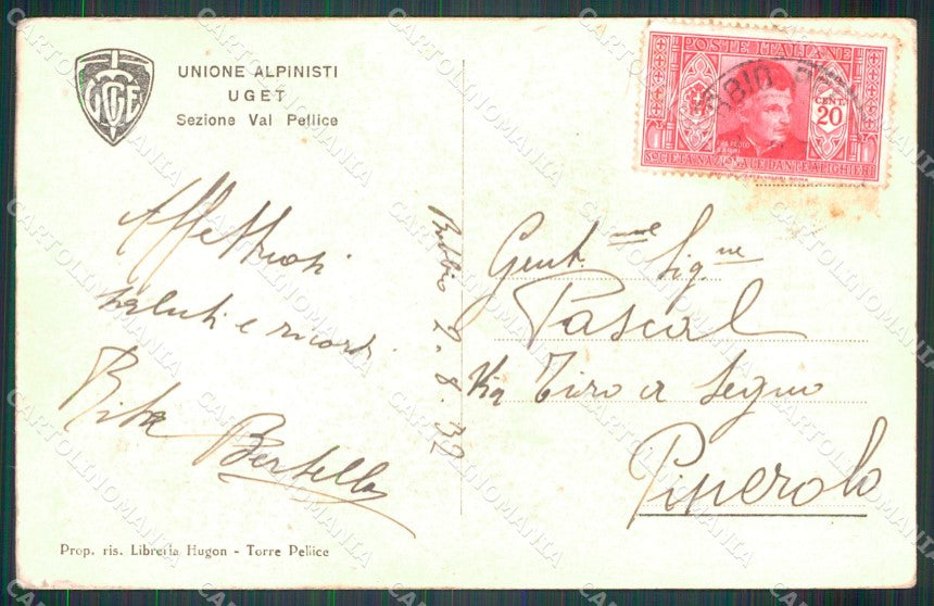 Torino Bobbio Pellice Unione Alpinisti cartolina MT5121 – retro