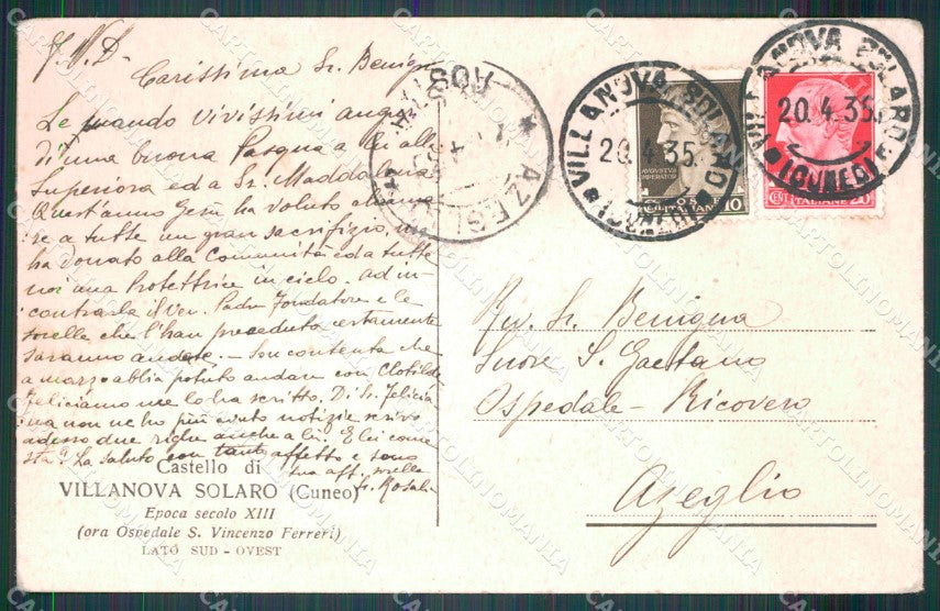 Cuneo Villanova Solaro Castello PIEGHINE cartolina MT5192 – retro