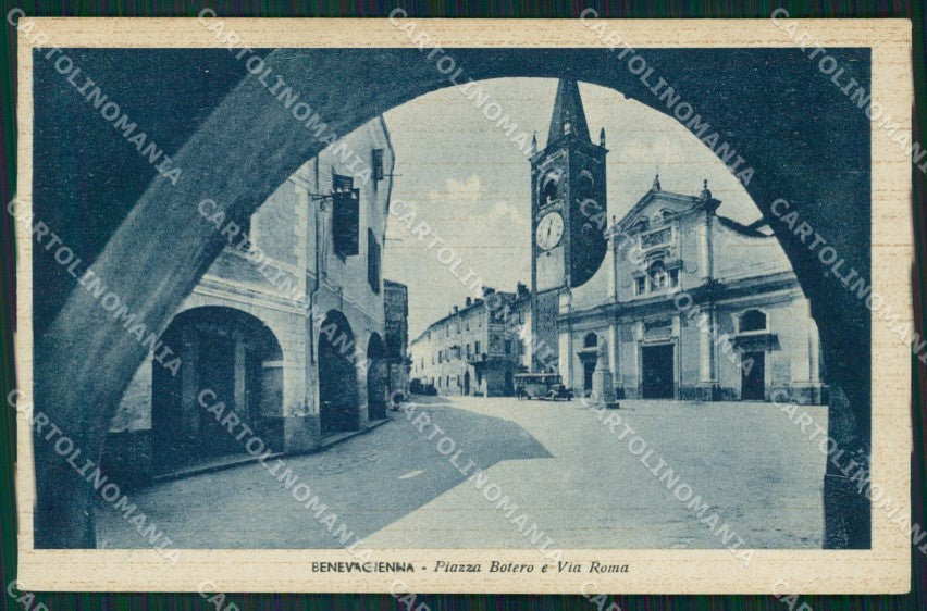 Cuneo Bene Vagienna Piazza Botero Via Roma cartolina MT5214 – fronte