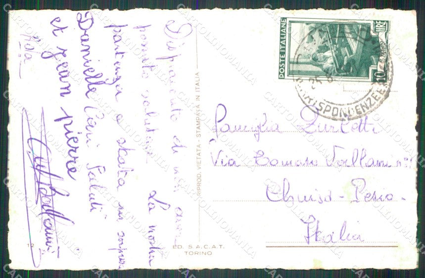 Cuneo città Santuario Madonna della Riva cartolina MT5263 – retro