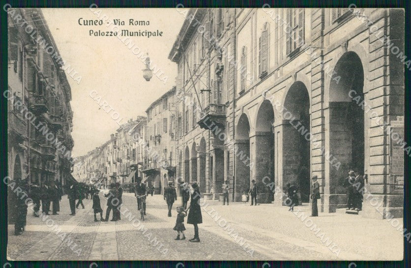 Cuneo Città Via Roma Palazzo Municipale cartolina MT5398 – fronte