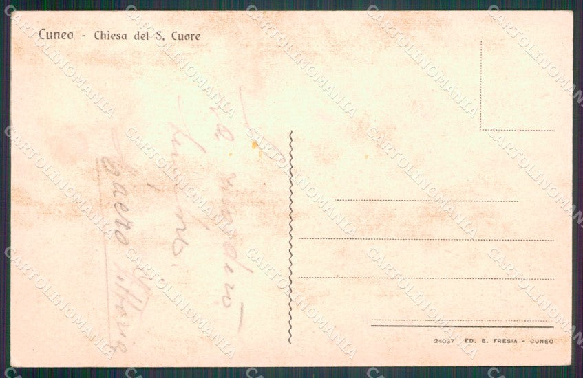 Cuneo Città Chiesa del Sacro Cuore PIEGHINE cartolina MT5417 – retro