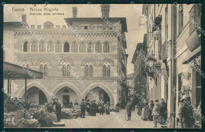 Cuneo Città Piazza Virginio Mercato della Verdura ABRASA cartolina MT5445 – fronte