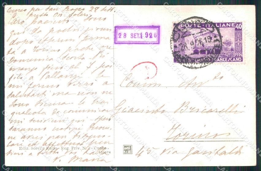 Cuneo Città TRACCE UMIDO cartolina MT5465 – retro