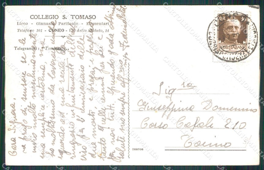 Cuneo Città Collegio San Tomaso cartolina MT5506 – retro