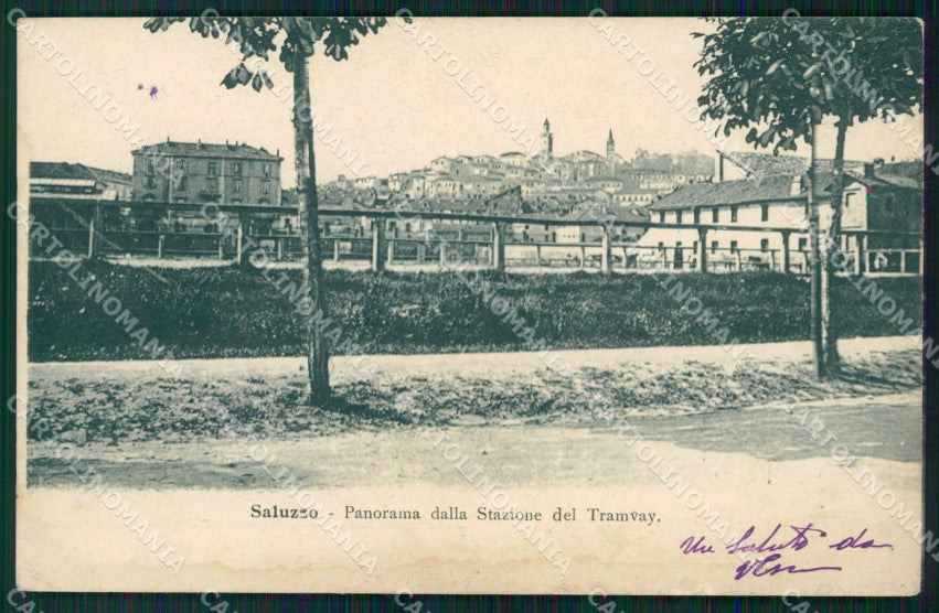 Cuneo Saluzzo Panorama TRACCE UMIDO cartolina MT5624 – fronte