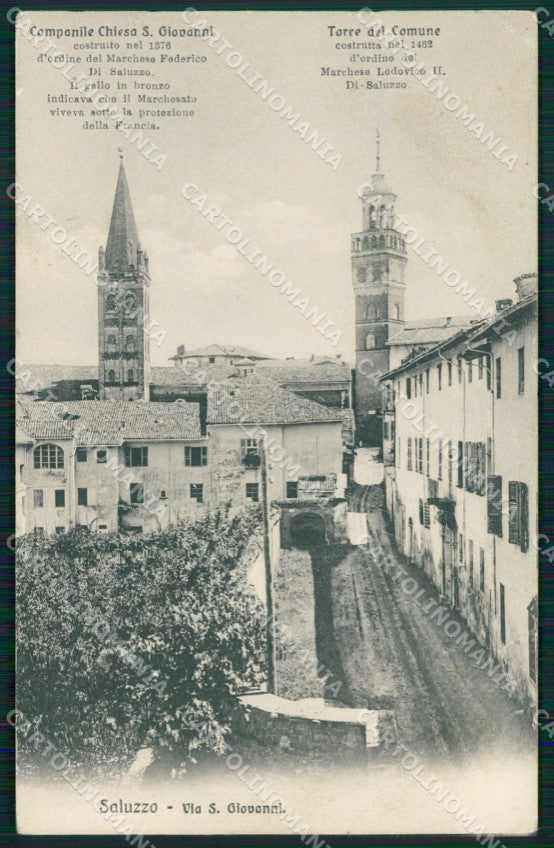 Cuneo Saluzzo Chiesa San Giovanni Torre del Comune PIEGHE cartolina MT5626 – fronte