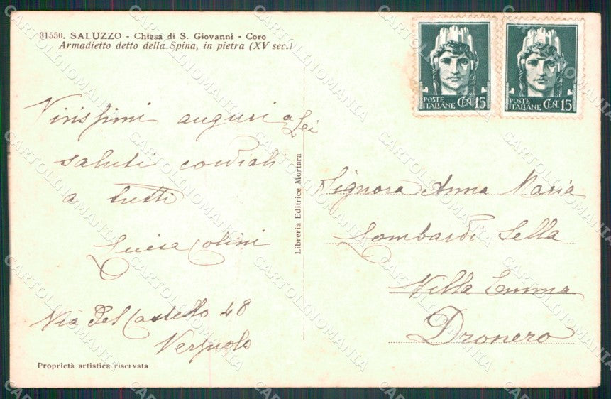 Cuneo Saluzzo San Giovanni Coro Foto cartolina MT5633 – retro