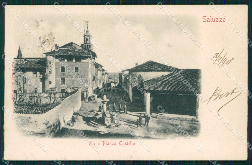 Cuneo Saluzzo Piazza Castello cartolina MT5647 – fronte
