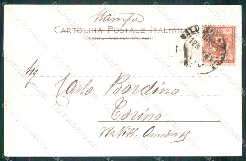 Cuneo Saluzzo Piazza Castello cartolina MT5647 – retro