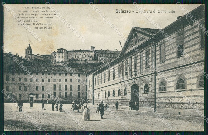 Cuneo Saluzzo Quartiere di Cavalleria Silvio Pellico PIEGHINE cartolina MT5655 – fronte