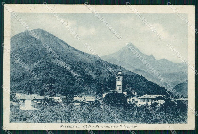 Cuneo Paesana Panorama Monviso SCOLLATA PIEGHE cartolina MT5692 – fronte