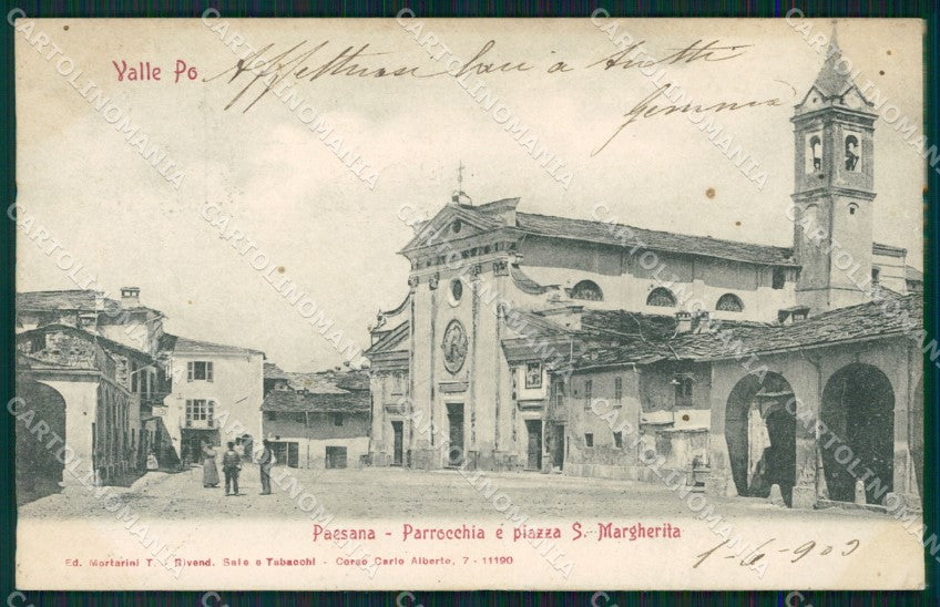 Cuneo Paesana Valle Po piazza Santa Margherita cartolina MT5696 – fronte
