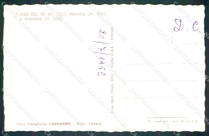 Cuneo Monviso Piano del Re I all'albergo Alpino Visolotto Foto cartolina MT5730 – retro