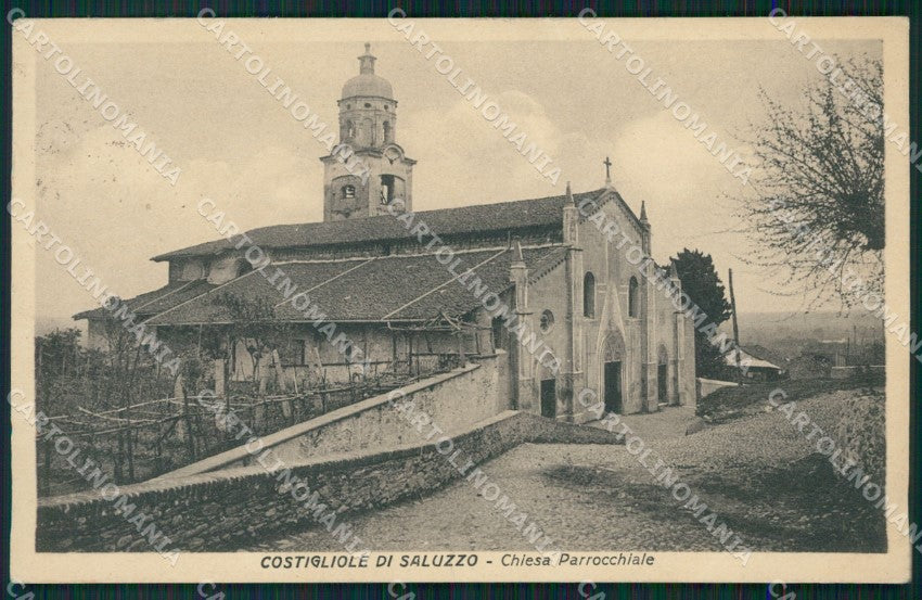 Cuneo Costigliole di Saluzzo Chiesa Parrocchiale PIEGHINE cartolina MT5767 – fronte