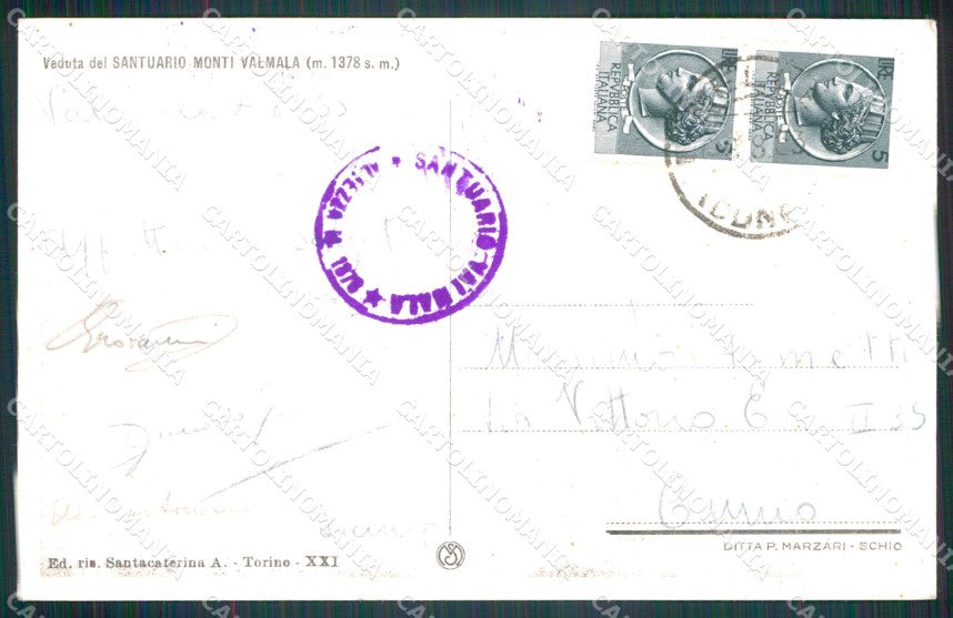 Cuneo Santuario di Valmala cartolina MT5786 – retro