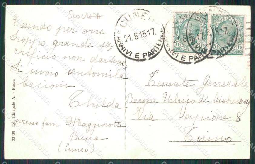 Cuneo Busca Castello SCOLLATA cartolina MT5828 – retro