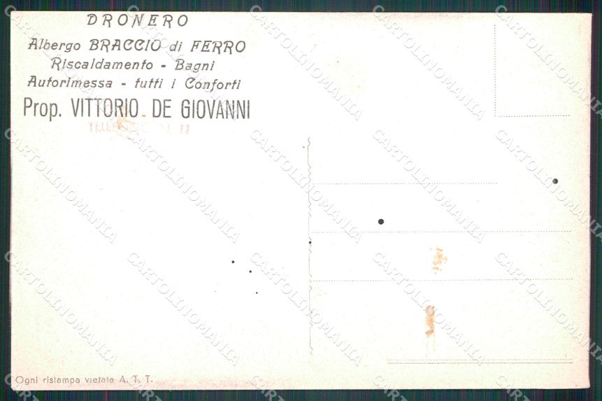 Cuneo Dronero Albergo Braccio di Ferro FORI cartolina MT5862 – retro