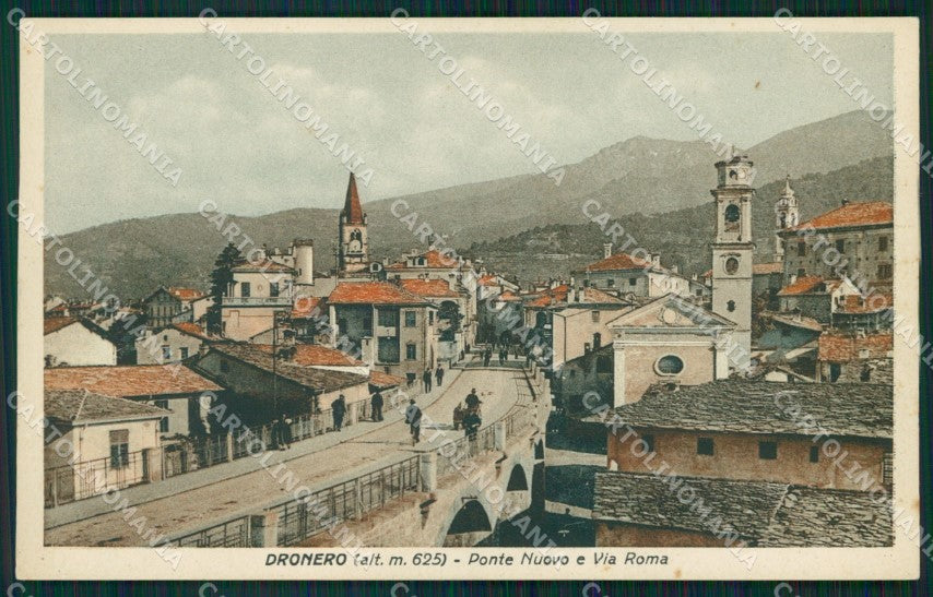 Cuneo Dronero Ponte Nuovo Via Roma cartolina MT5868 – fronte