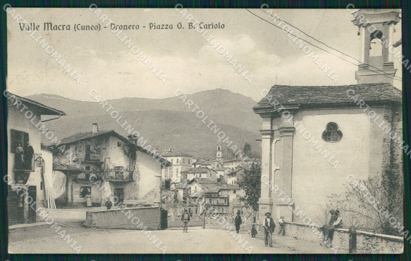 Cuneo Dronero Piazza Cariolo RIFILATA cartolina MT5882 – fronte