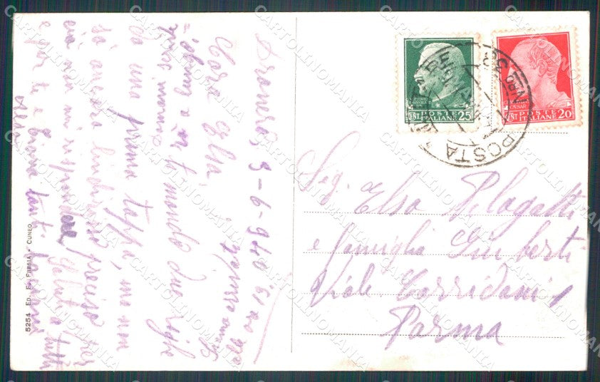 Cuneo Dronero Piazza Cariolo RIFILATA cartolina MT5882 – retro