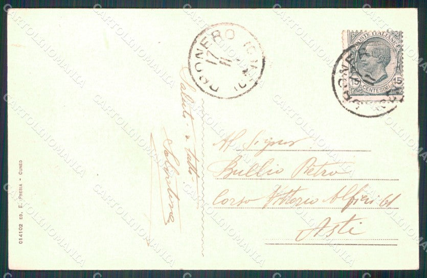 Cuneo Dronero Valle Macra Maira PIEGA cartolina MT5887 – retro
