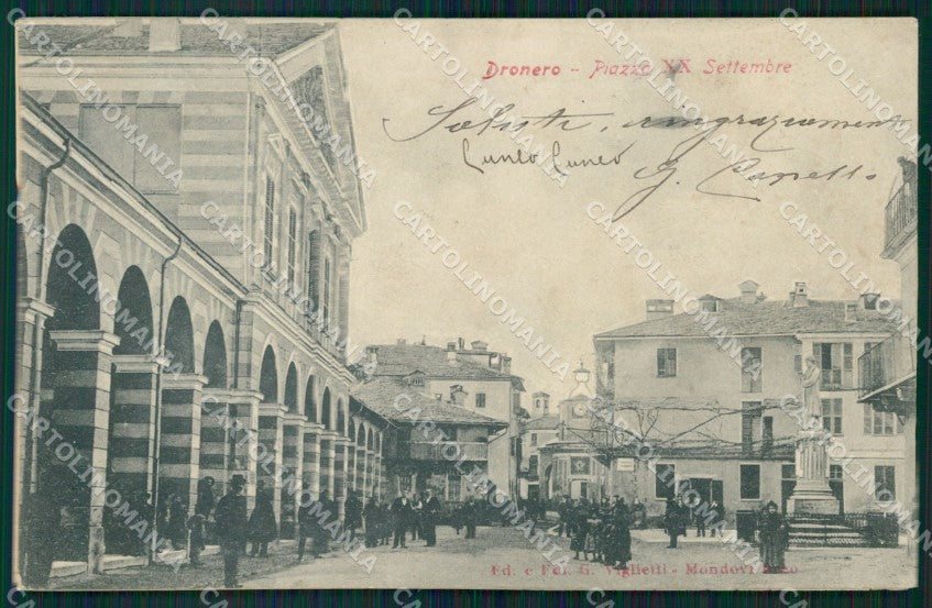 Cuneo Dronero Piazza XX Settembre SCOLLATA cartolina MT5908 – fronte