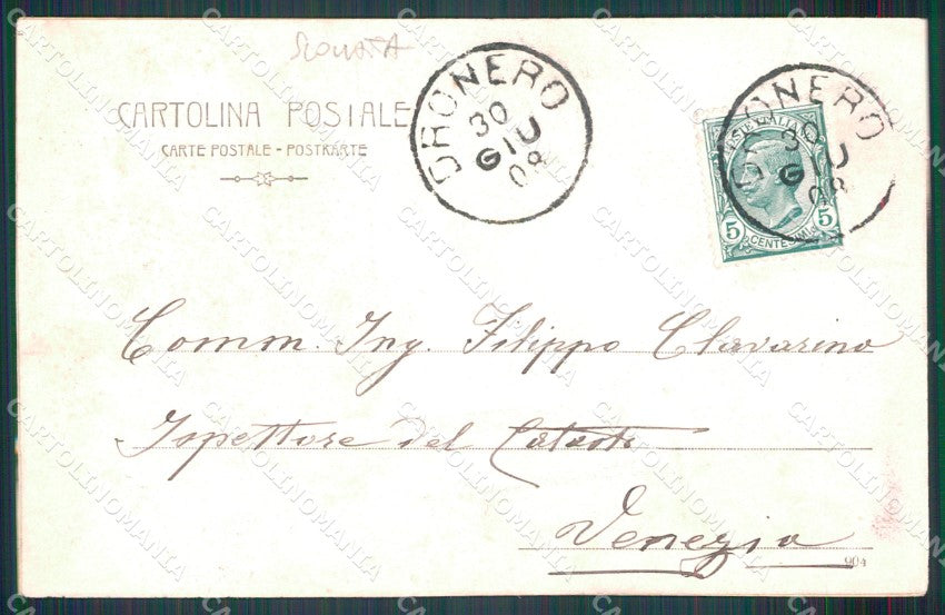 Cuneo Dronero Piazza XX Settembre SCOLLATA cartolina MT5908 – retro