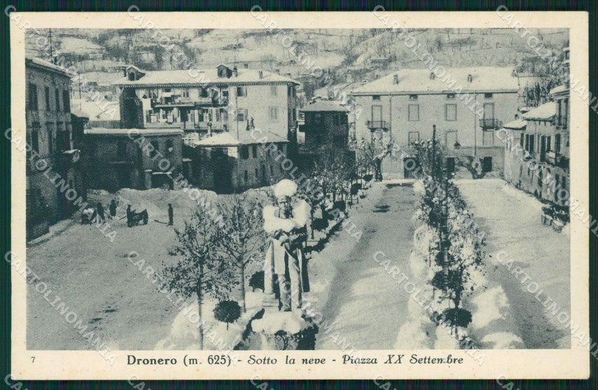 Cuneo Dronero Piazza XX Settembre Nevicata cartolina MT5912 – fronte
