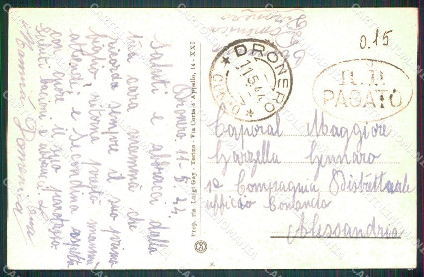 Cuneo Dronero Piazzetta San Sebastiano cartolina MT5932 – retro