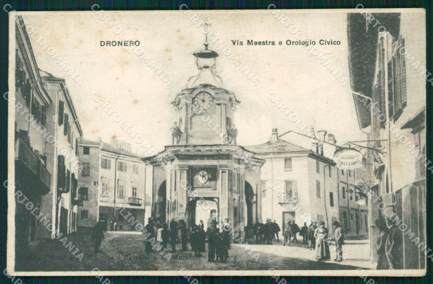 Cuneo Dronero Via Maestra Orologio Civico cartolina MT5934 – fronte
