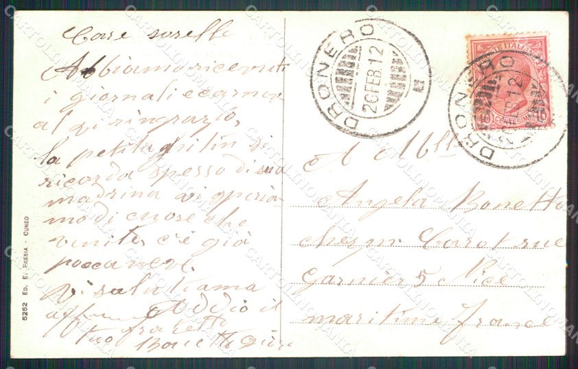 Cuneo Dronero Piazzetta San Sebastiano cartolina MT5935 – retro