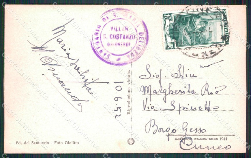 Cuneo Dronero Santuario Santa Maria Delibera cartolina MT5941 – retro