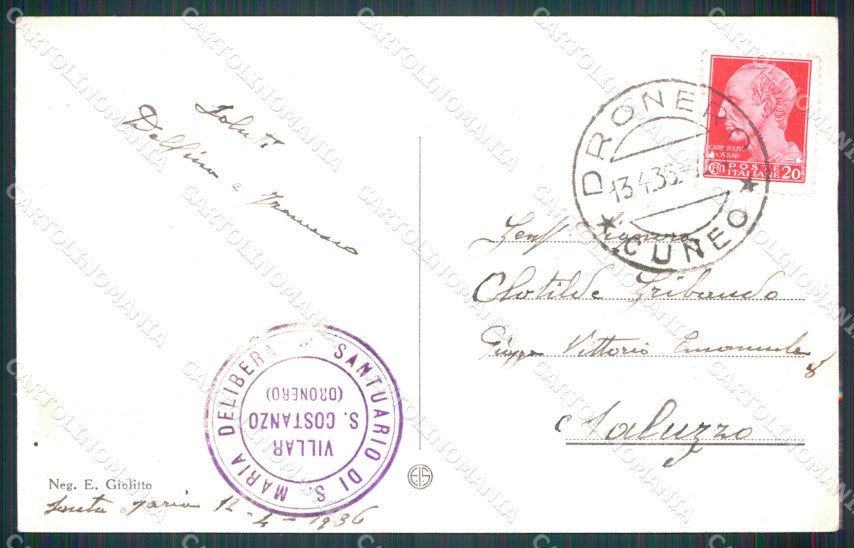 Cuneo Dronero Santuario Santa Maria Delibera cartolina MT5942 – retro