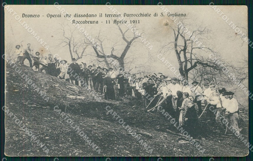 Cuneo Roccabruna Operai terreno parrocchia San Giuliano ABRASA cartolina MT5949 – fronte