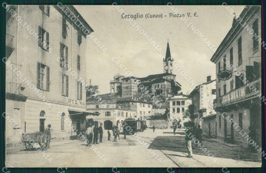Cuneo Caraglio Piazza Vittorio Emanuele Treno SCOLLATA cartolina MT6091 – fronte